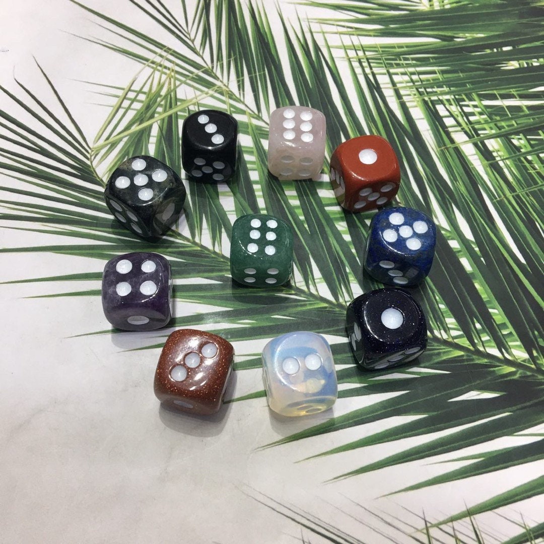 Natural Gemstone Dice Set, Crystal Dy Carvings for Games