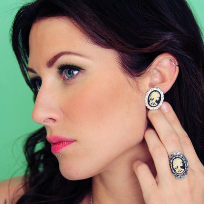 Gothic Skeleton Lady Cameo Ring - Victorian Skull Jewelry for Lolita Style