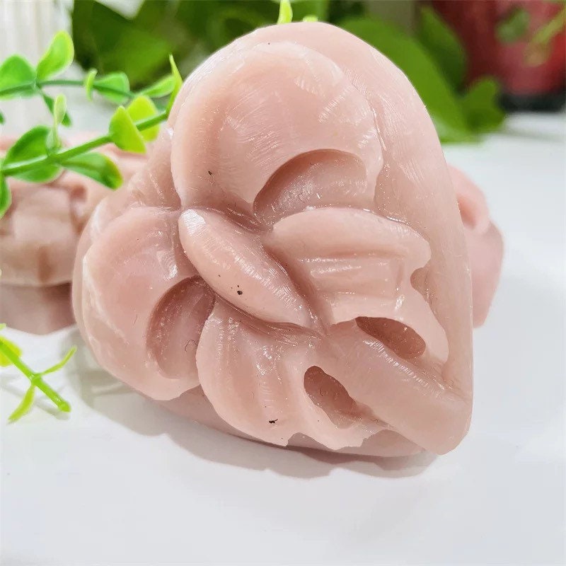 Pink Opal Heart with Bow Carving, Crystal Love Stone, Forever Flowers, Heart Chakra, Mother’s Day Gift