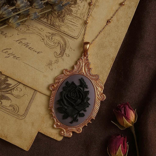 Gothic Rose cameo necklace