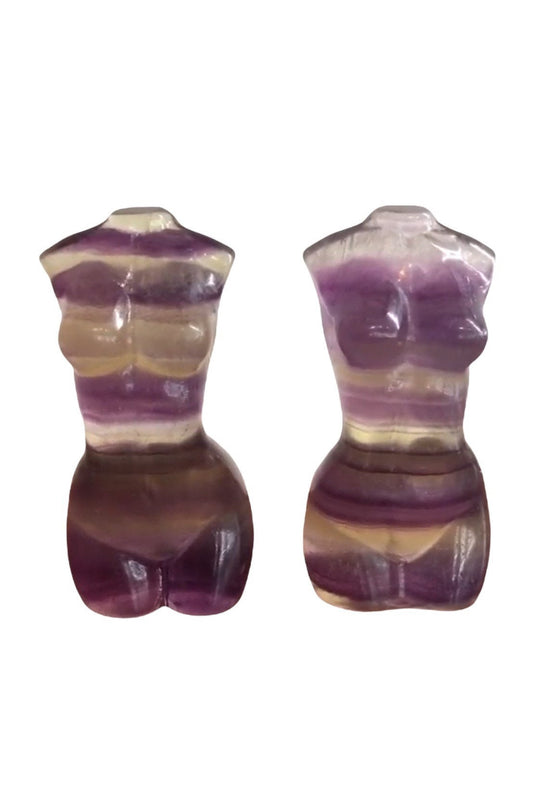 Rainbow Fluorite Goddess Body Carving, Crystal Model Statue, Voluptuous Woman Statue Home Decor