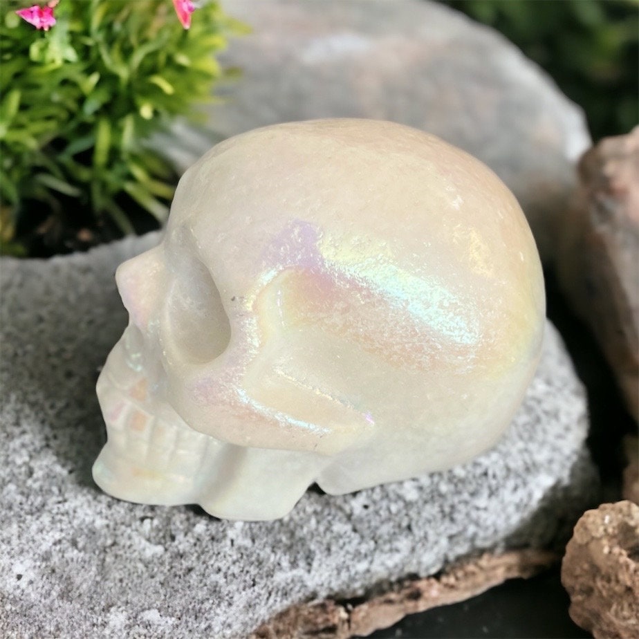 Hand-Carved Jade Skull for Meditation  Witchcraft Aesthetics