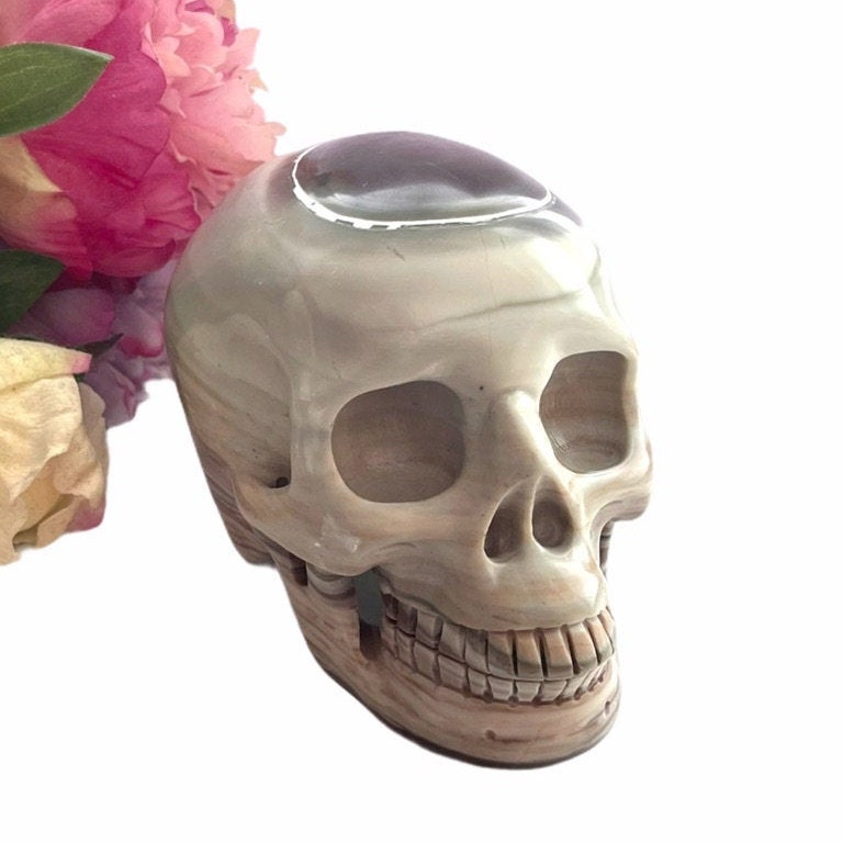 Leopard Jasper Skull - Hand Carved Healing Crystal Gemstone Decor
