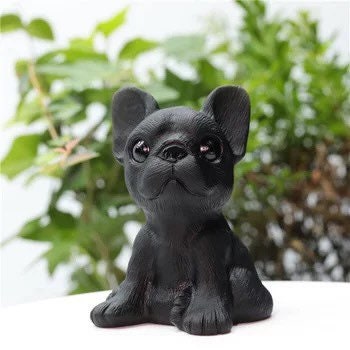 Obsidian French Bulldog Crystal Carving