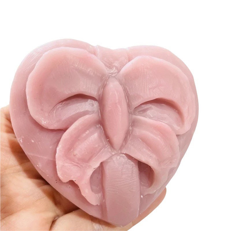 Pink Opal Heart with Bow Carving, Crystal Love Stone, Forever Flowers, Heart Chakra, Mother’s Day Gift