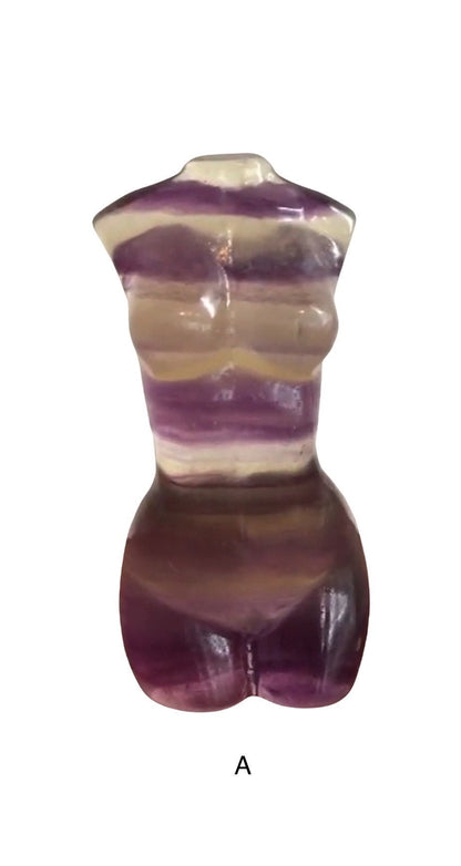 Rainbow Fluorite Goddess Body Carving, Crystal Model Statue, Voluptuous Woman Statue Home Decor