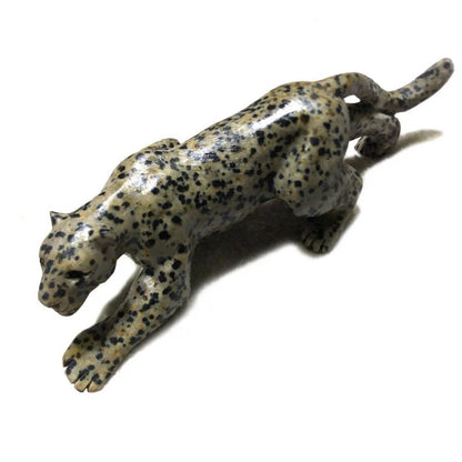Dalmatian Jasper Leopard Crystal Carving, Animal Home Decoration Cat Crystal Gift, Witchy Decor