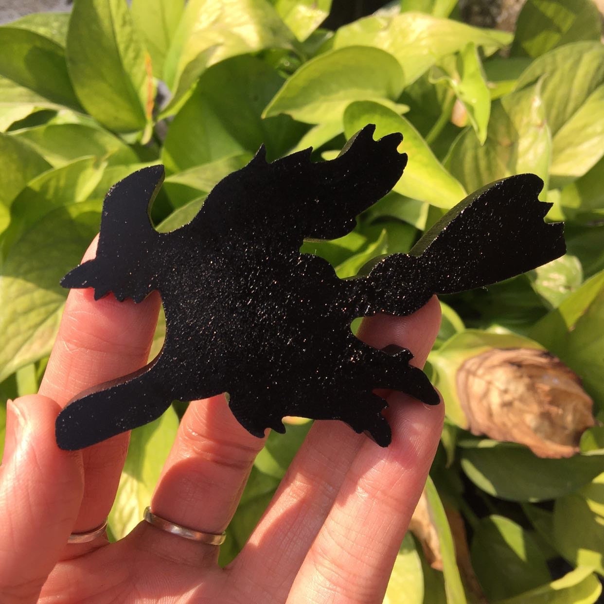 Black Obsidian Witch Crystal Carving, Halloween Goddess Riding Broom Figurine Statue