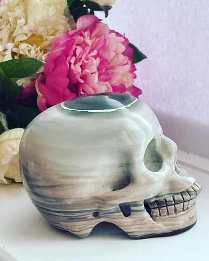 Leopard Jasper Skull - Hand Carved Healing Crystal Gemstone Decor