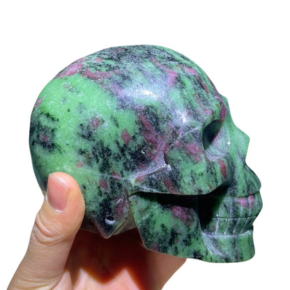 Large Ruby Zoisite Skull - Hand Carved Meditation Crystal  Witchy Decor