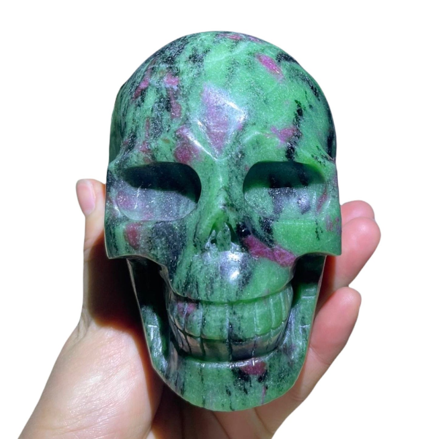 Large Ruby Zoisite Skull - Hand Carved Meditation Crystal  Witchy Decor
