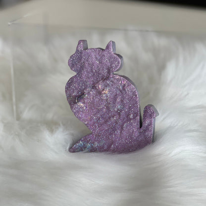 Sphalerite Crystal Cat, Hand Carved Kitty, Iridescent Aura Stone Carving, Kitten Theme Animal Home Decor
