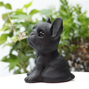 Obsidian French Bulldog Crystal Carving