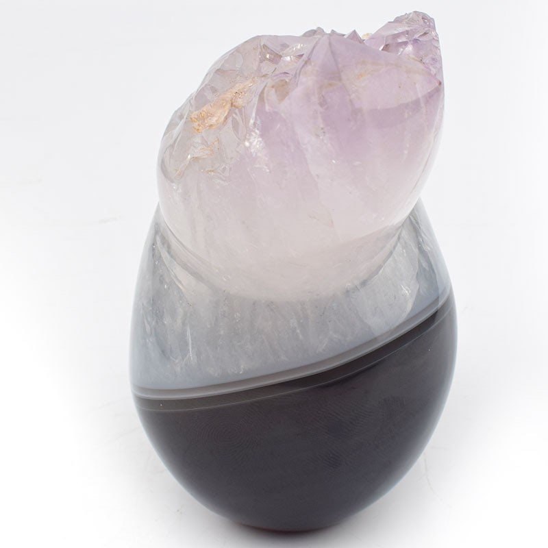 Natural Amethyst Geode Skull - Agate Quartz Carving for Meditation Witchy Decor