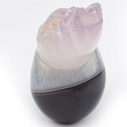 Natural Amethyst Geode Skull - Agate Quartz Carving for Meditation Witchy Decor