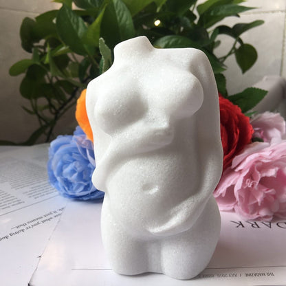 Marble Pregnant Female Body Crystal Carving, White Mother Goddess Model Figurine Statue
