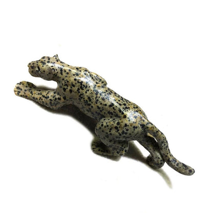 Dalmatian Jasper Leopard Crystal Carving, Animal Home Decoration Cat Crystal Gift, Witchy Decor
