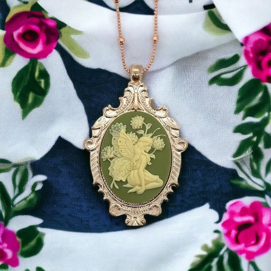 Whimsical Fairy Butterfly Cameo Necklace - Vintage-inspired Jewelry