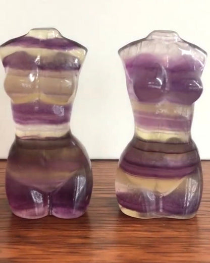 Rainbow Fluorite Goddess Body Carving, Crystal Model Statue, Voluptuous Woman Statue Home Decor