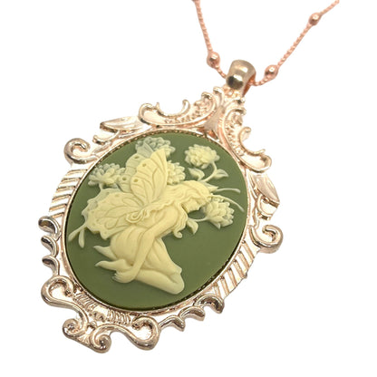 Whimsical Fairy Butterfly Cameo Necklace - Vintage-inspired Jewelry