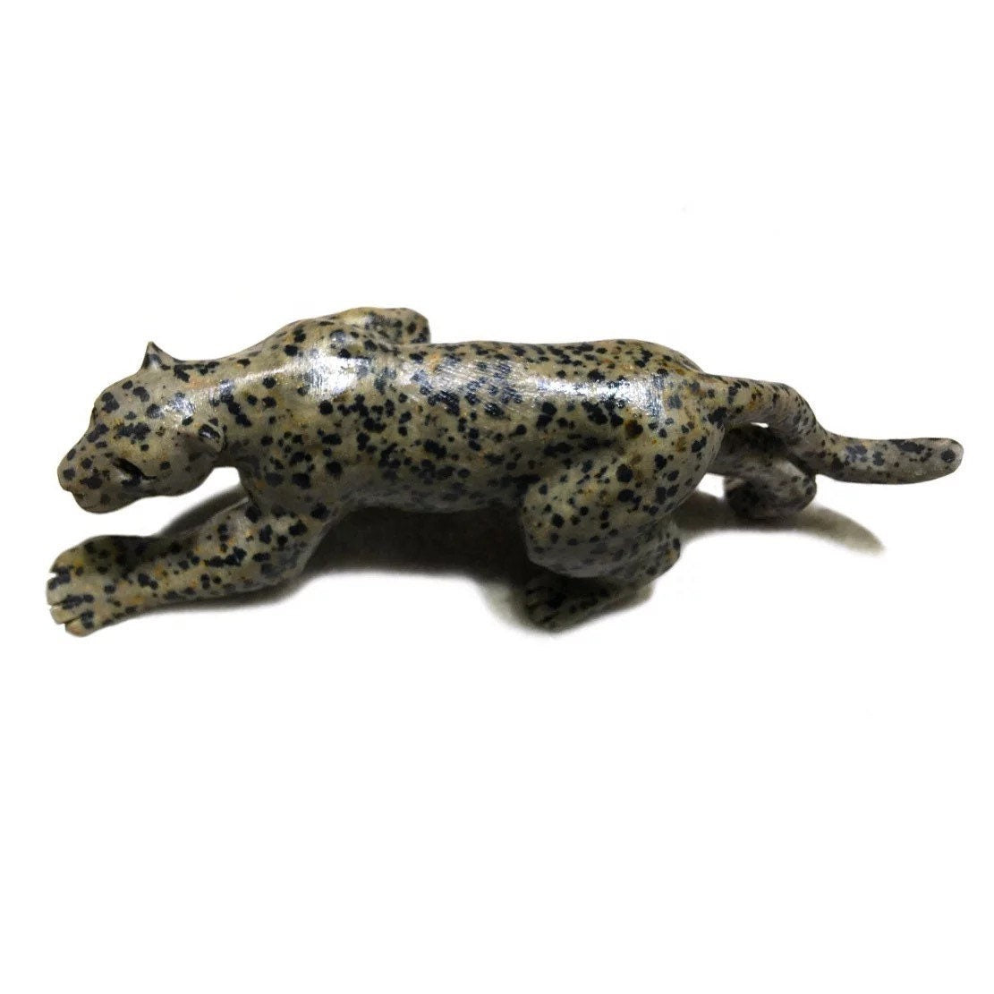 Dalmatian Jasper Leopard Crystal Carving, Animal Home Decoration Cat Crystal Gift, Witchy Decor