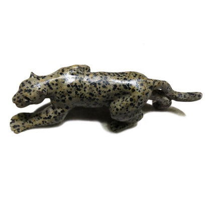 Dalmatian Jasper Leopard Crystal Carving, Animal Home Decoration Cat Crystal Gift, Witchy Decor