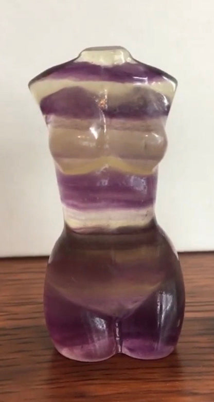 Rainbow Fluorite Goddess Body Carving, Crystal Model Statue, Voluptuous Woman Statue Home Decor
