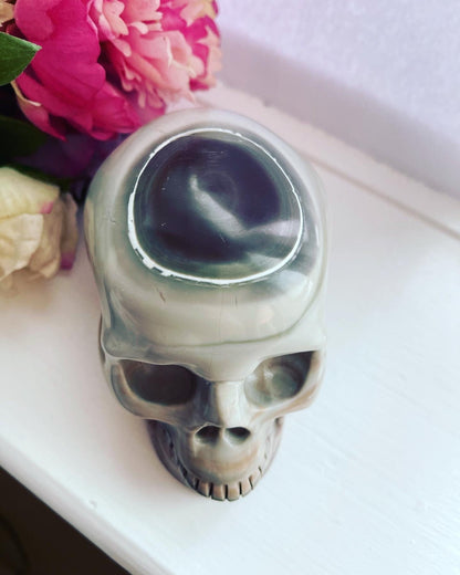 Leopard Jasper Skull - Hand Carved Healing Crystal Gemstone Decor