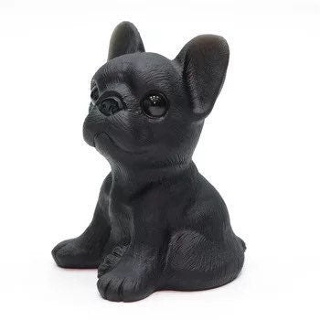 Obsidian French Bulldog Crystal Carving