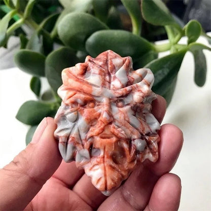 Red Vein Network Jasper Tree God Carving, Hand Carved Crystal, Crystals for Meditation, Witchy Decor