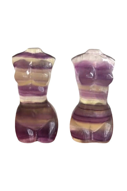 Rainbow Fluorite Goddess Body Carving, Crystal Model Statue, Voluptuous Woman Statue Home Decor
