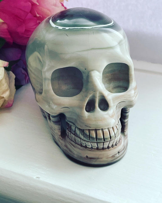 Leopard Jasper Skull - Hand Carved Healing Crystal Gemstone Decor