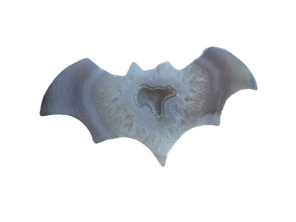 Large Blue Agate Bat Carving  - Hand-Carved Crystal Figurine for Witchy Altar Decor  Halloween One of a Kind