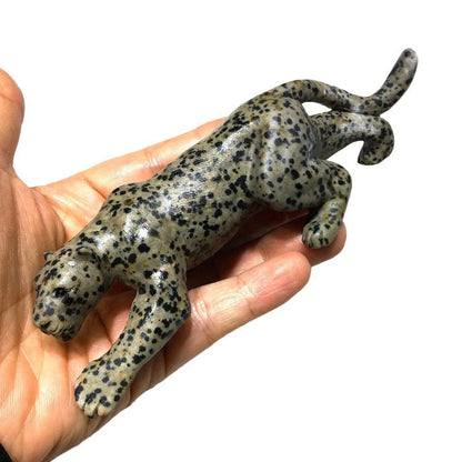 Dalmatian Jasper Leopard Crystal Carving, Animal Home Decoration Cat Crystal Gift, Witchy Decor