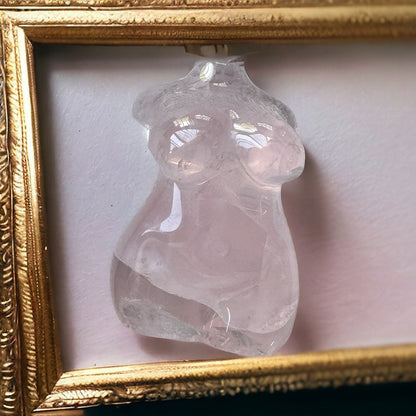 Star Rose Quartz Curvy Body Carving, Crystal Model Statue, Plus Size Goddess Voluptuous Figurine