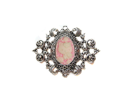 Victorian Antique Silver Kitty Cameo Brooch