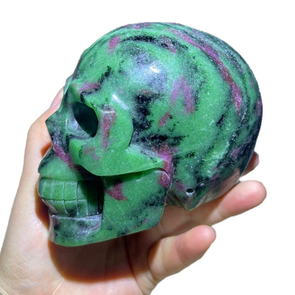 Large Ruby Zoisite Skull - Hand Carved Meditation Crystal  Witchy Decor