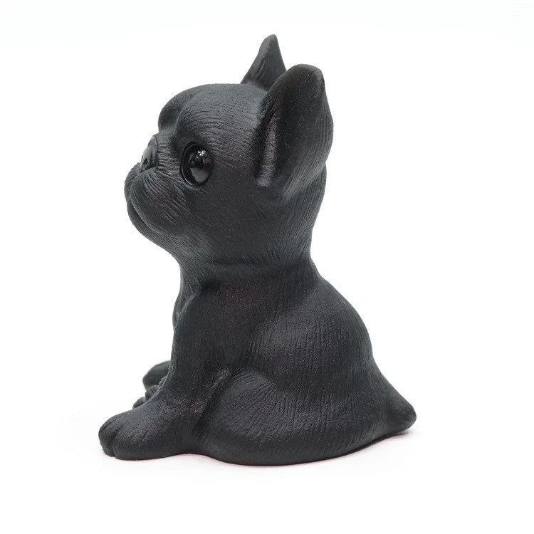Obsidian French Bulldog Crystal Carving