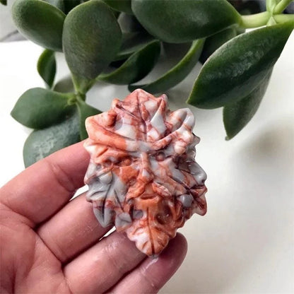 Red Vein Network Jasper Tree God Carving, Hand Carved Crystal, Crystals for Meditation, Witchy Decor