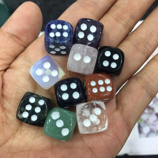 Natural Gemstone Dice Set, Crystal Dy Carvings for Games