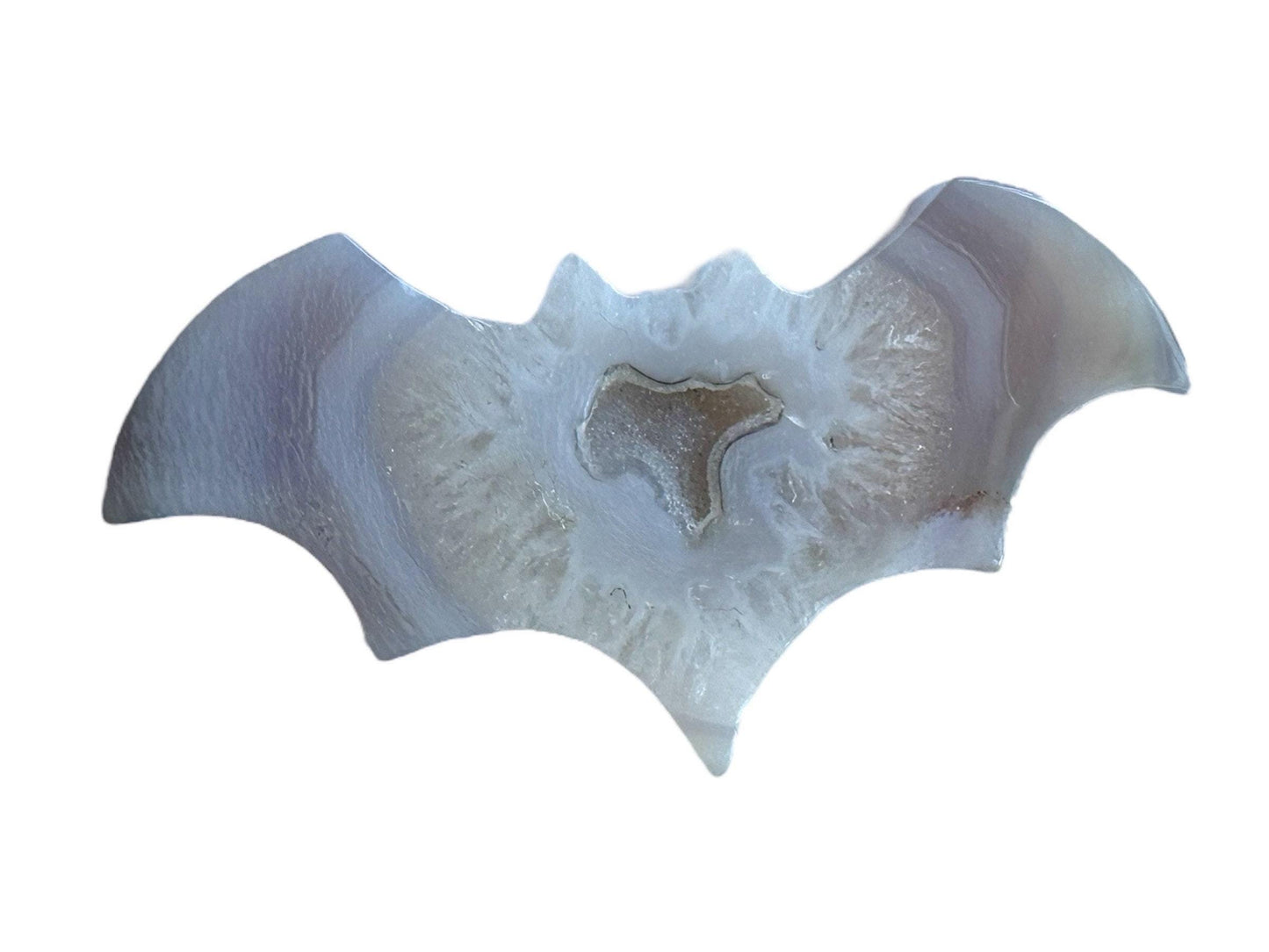 Large Blue Agate Bat Carving  - Hand-Carved Crystal Figurine for Witchy Altar Decor  Halloween One of a Kind