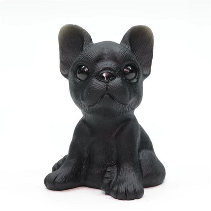 Obsidian French Bulldog Crystal Carving