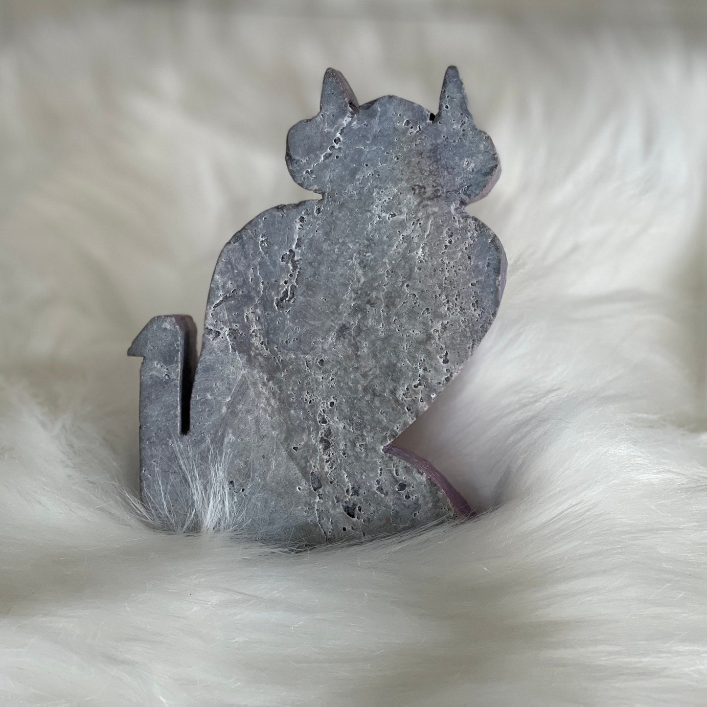 Sphalerite Crystal Cat, Hand Carved Kitty, Iridescent Aura Stone Carving, Kitten Theme Animal Home Decor
