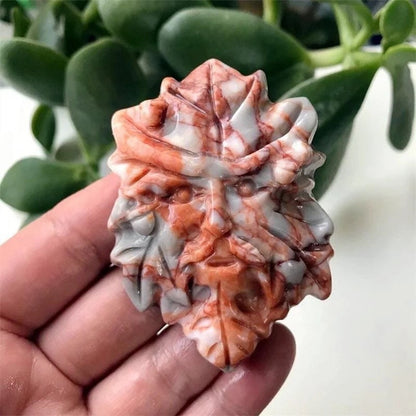 Red Vein Network Jasper Tree God Carving, Hand Carved Crystal, Crystals for Meditation, Witchy Decor