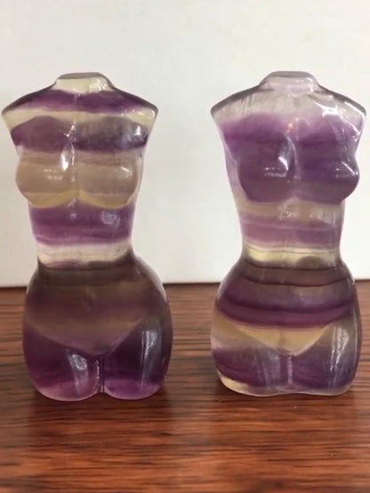 Rainbow Fluorite Goddess Body Carving, Crystal Model Statue, Voluptuous Woman Statue Home Decor