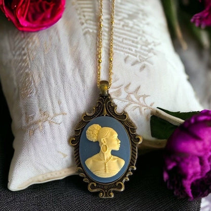 Empowering African American Cameo Necklace - Strength and Beauty Symbol TM