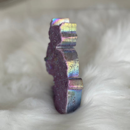 Sphalerite Crystal Cat, Hand Carved Kitty, Iridescent Aura Stone Carving, Kitten Theme Animal Home Decor