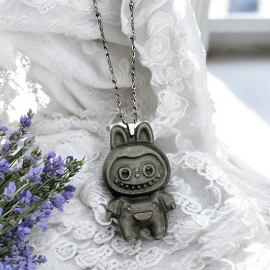Silver Obsidian Monster Necklace