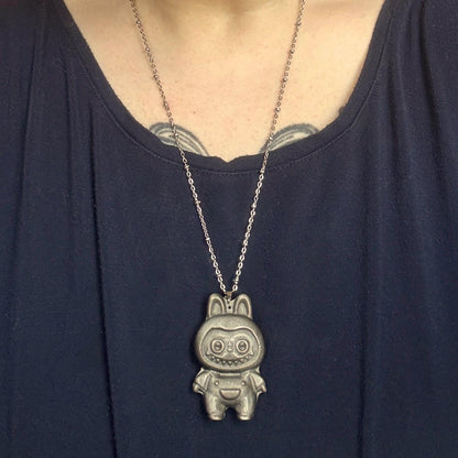 Silver Obsidian Monster Necklace