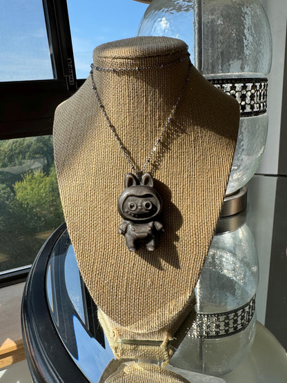 Silver Obsidian Monster Necklace
